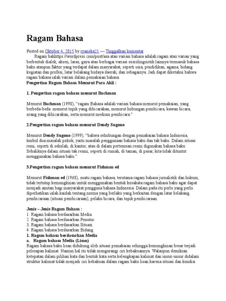 Ragam Bahasa