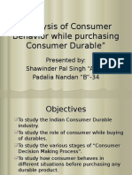 Analysis of Consumer Behavior While Purchasing Consumer Durable