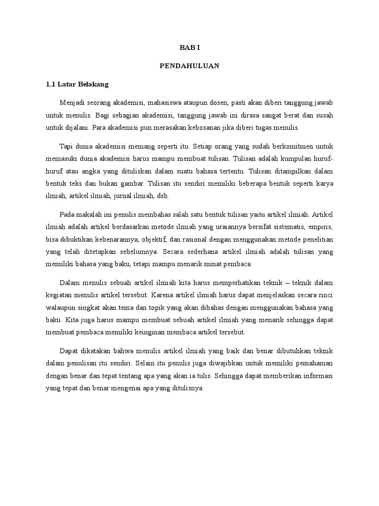 Makalah Teknik Penulisan Artikel Ilmiah