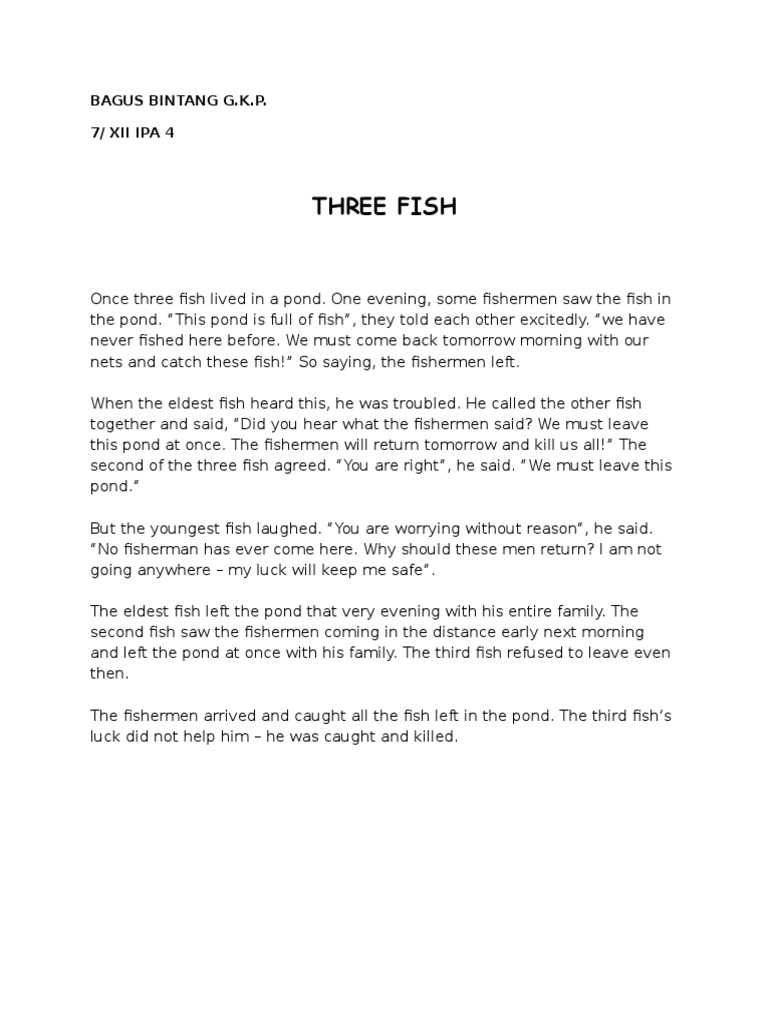 The Three Fish and Their Fate | PDF