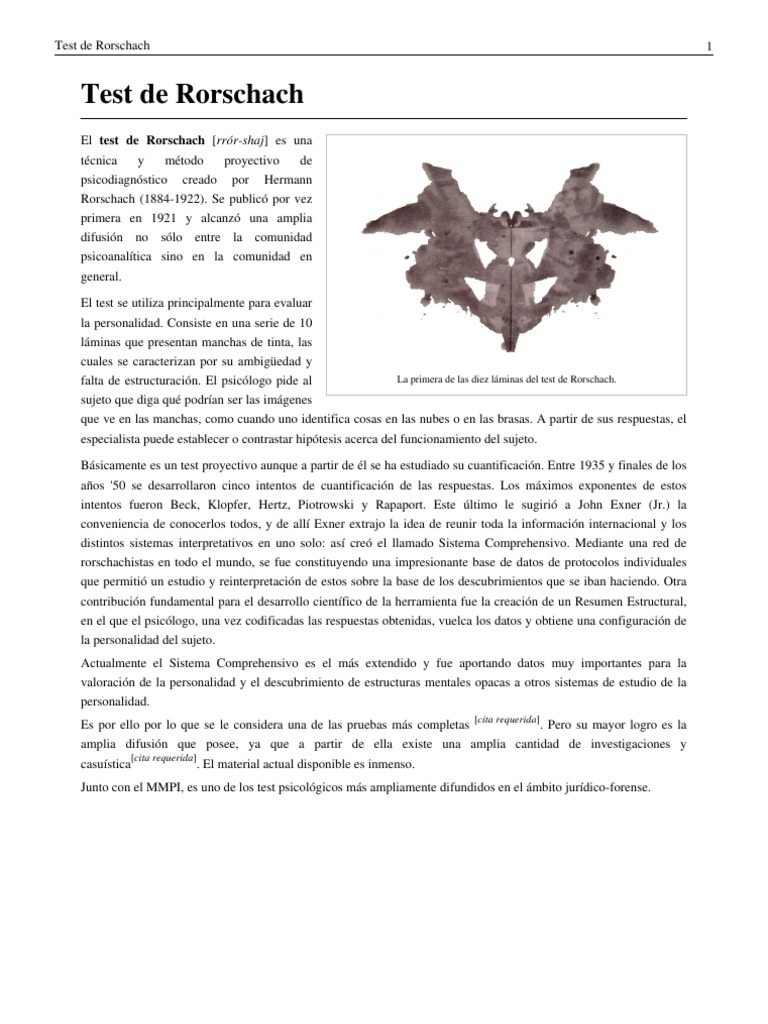 Test de Rorschach | Conceptos psicologicos | Sicología y ciencia ...