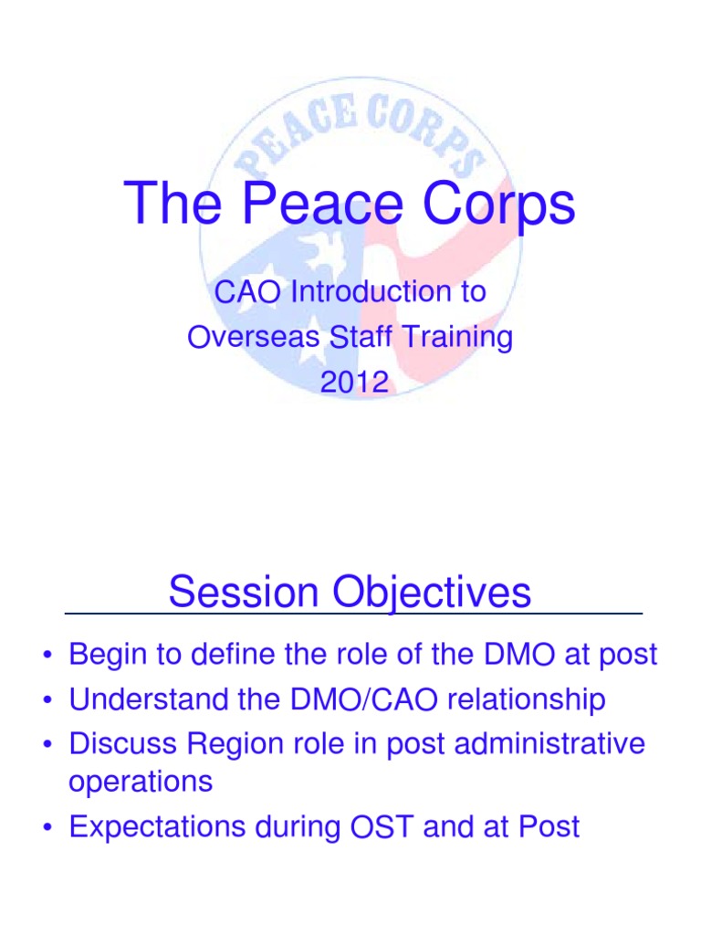 Peace Corps DMO Training Overview 2012 | PDF