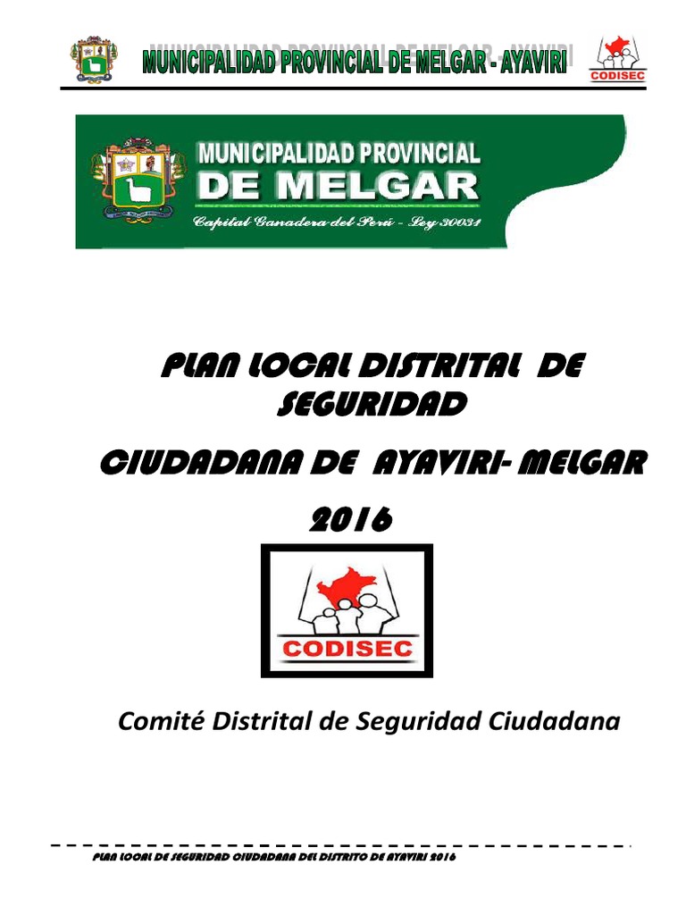 Plan de Seguridad Ciudadana Ayaviri 2016 | PDF | Policía | Alcalde