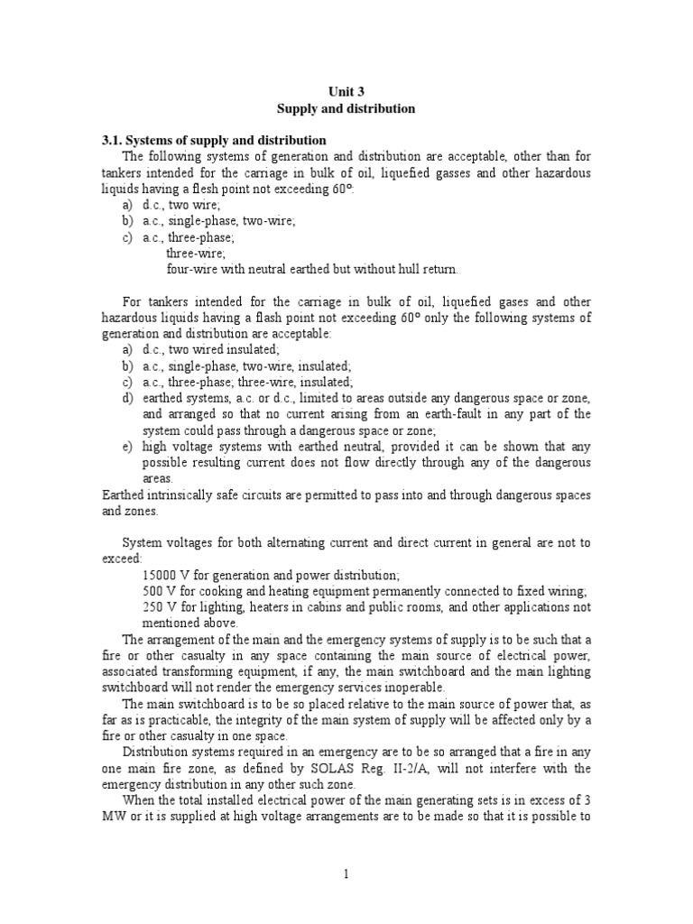 Supply and Distribution Systems Overview | PDF | Alternating Current ...