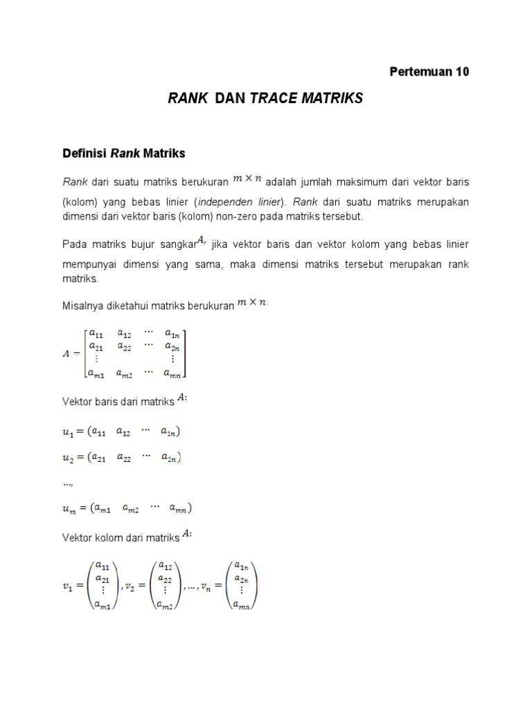 101+ Contoh Soal Rank Dan Trace Matriks Lengkap – Dikdasmen