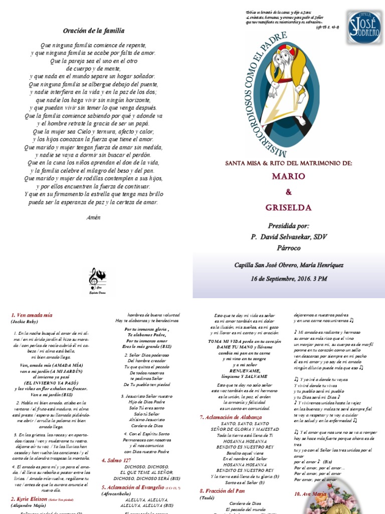 Oración y unidad familiar en amor | PDF | Amor | Cristo (título)