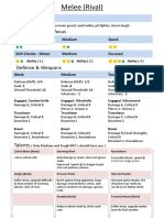 NPC Cheat Sheet Melee