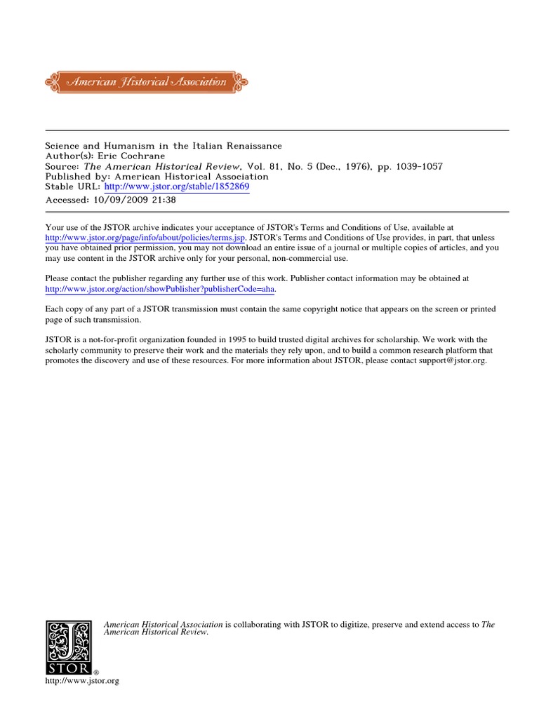 Science and Humanism in The Italian Renaissance | PDF | Mass Media ...