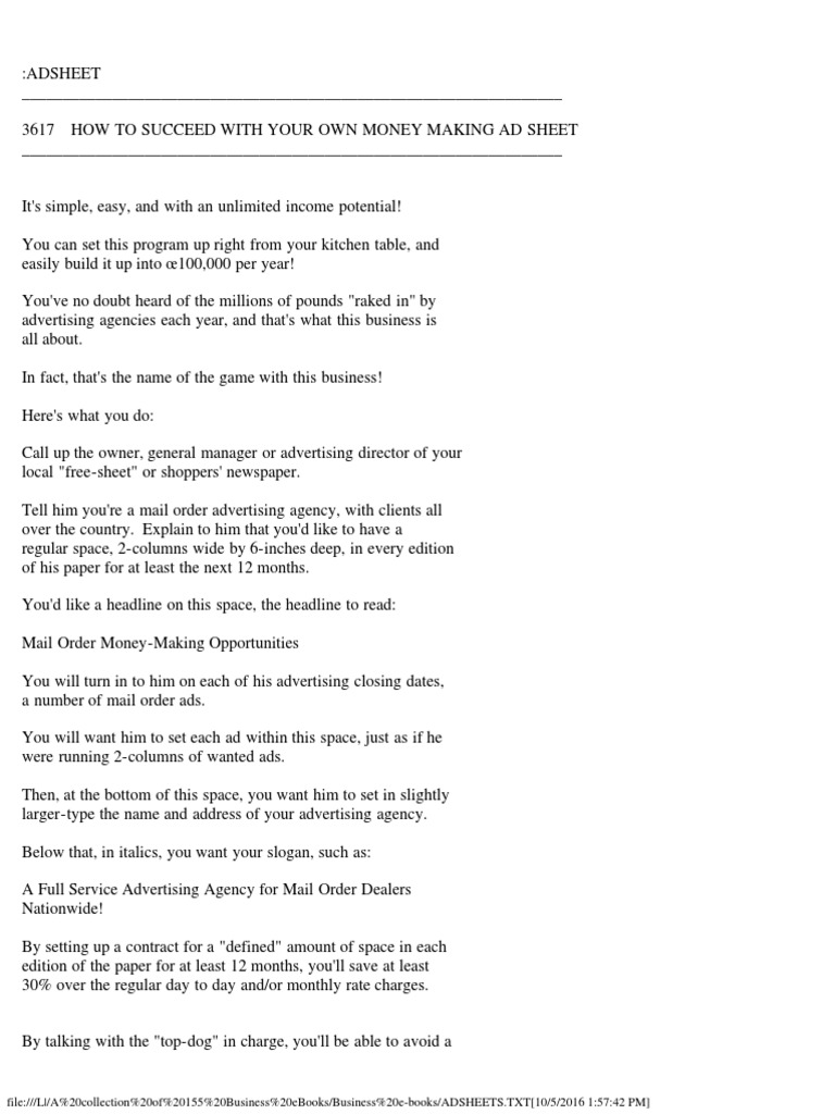 Ad Sheets | Advertising | Mail | Free 30-day Trial | Scribd