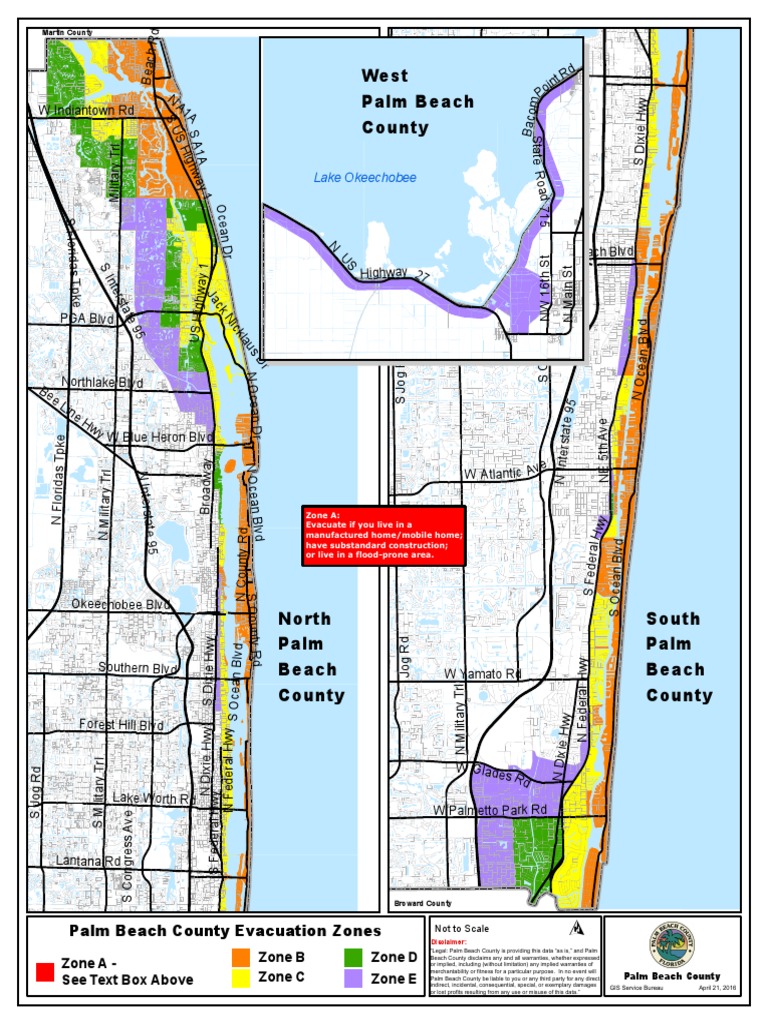 Evacuation Zones for Palm Beach County
