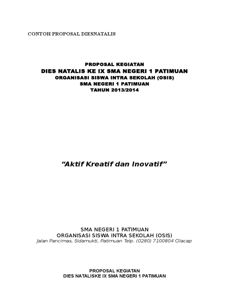 Contoh Proposal Diesnatalis