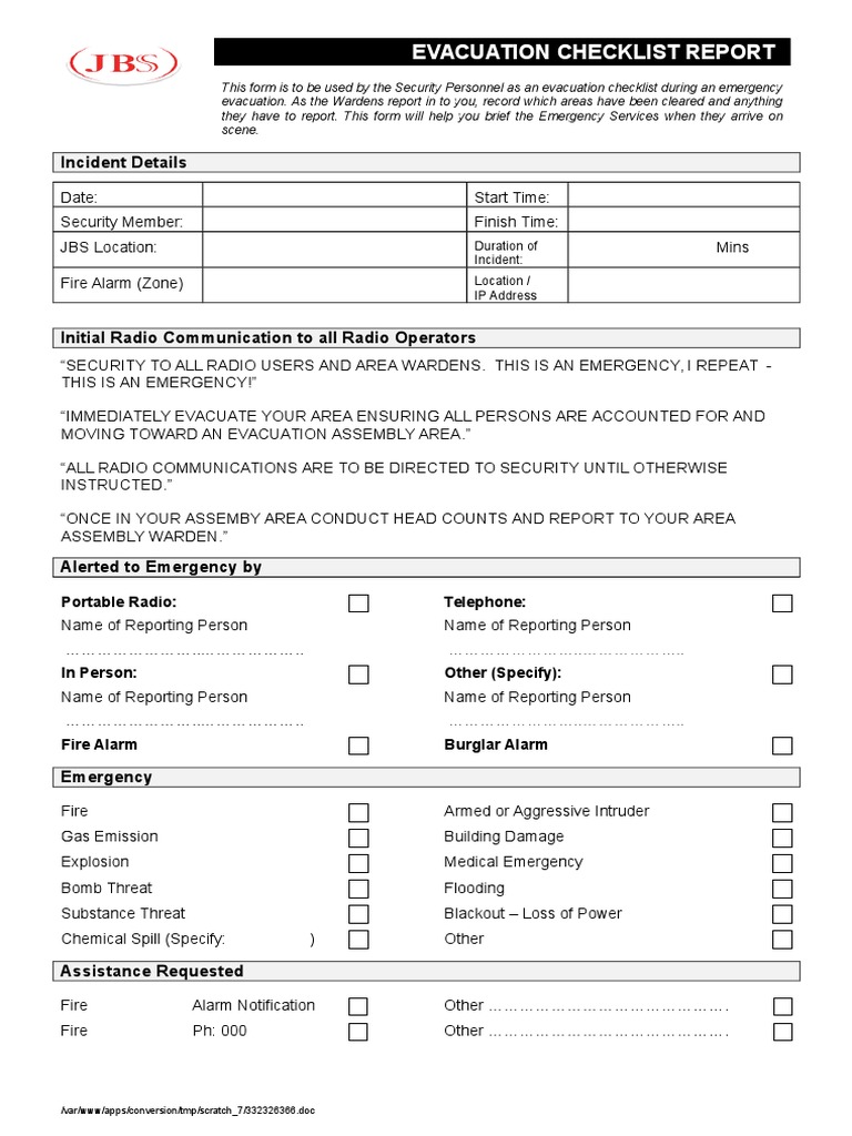 UK Emergency Evacuation Checklist | PDF | Emergency Evacuation | Public ...
