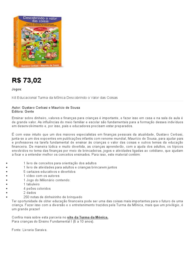 Software Educativo Infantil Gratuito - Jogo das Sombras da Mônica - Dicas  para Pais e Educadores