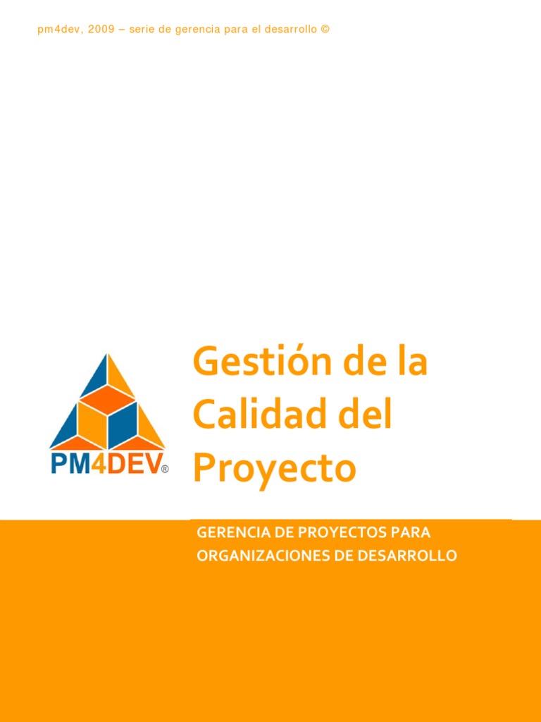 04 Gestion de La Calidad Del Proyecto PM4DEV.3 PDF | PDF | Gestión de ...