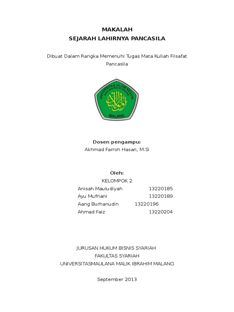 Makalah Sejarah Lahirnya Pancasila