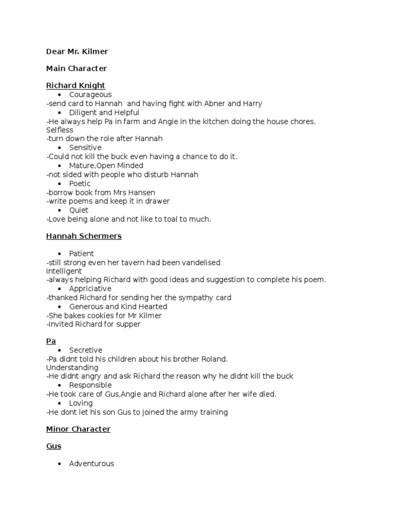 Dear Mr Kilmer Main Character Pdf Poetry