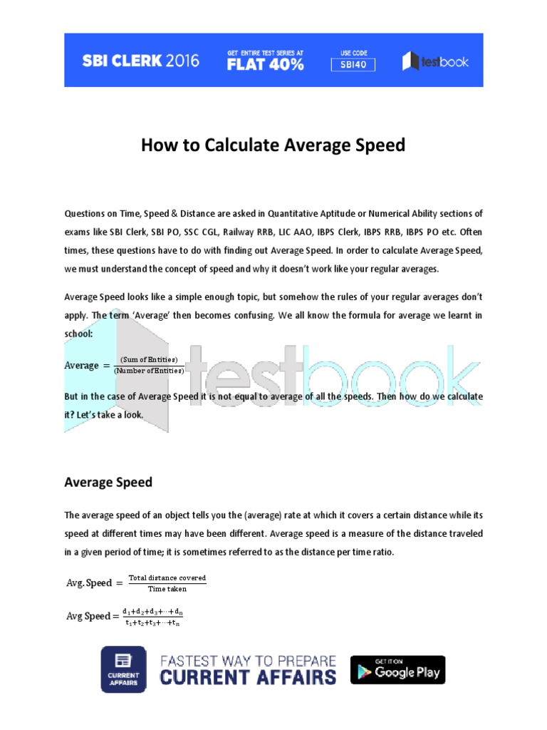 How To Calculate Average Speed PDF | PDF | Teaching Methods & Materials ...