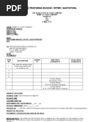 proforma invoice with general conditions