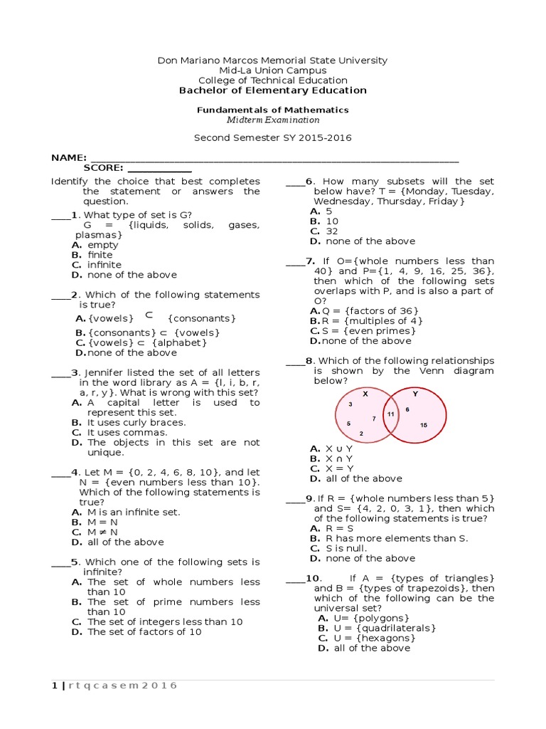 Midterm Exam Numbers Rational Number
