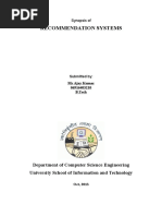 Recommendation Systems: Department of Computer Science Engineering University School of Information and Technology