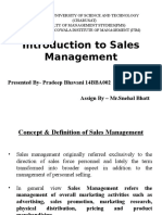 Introduction To Sales Management: Presented By-Pradeep Bhavani 14BBA002 Assign by - MR - Snehal Bhatt
