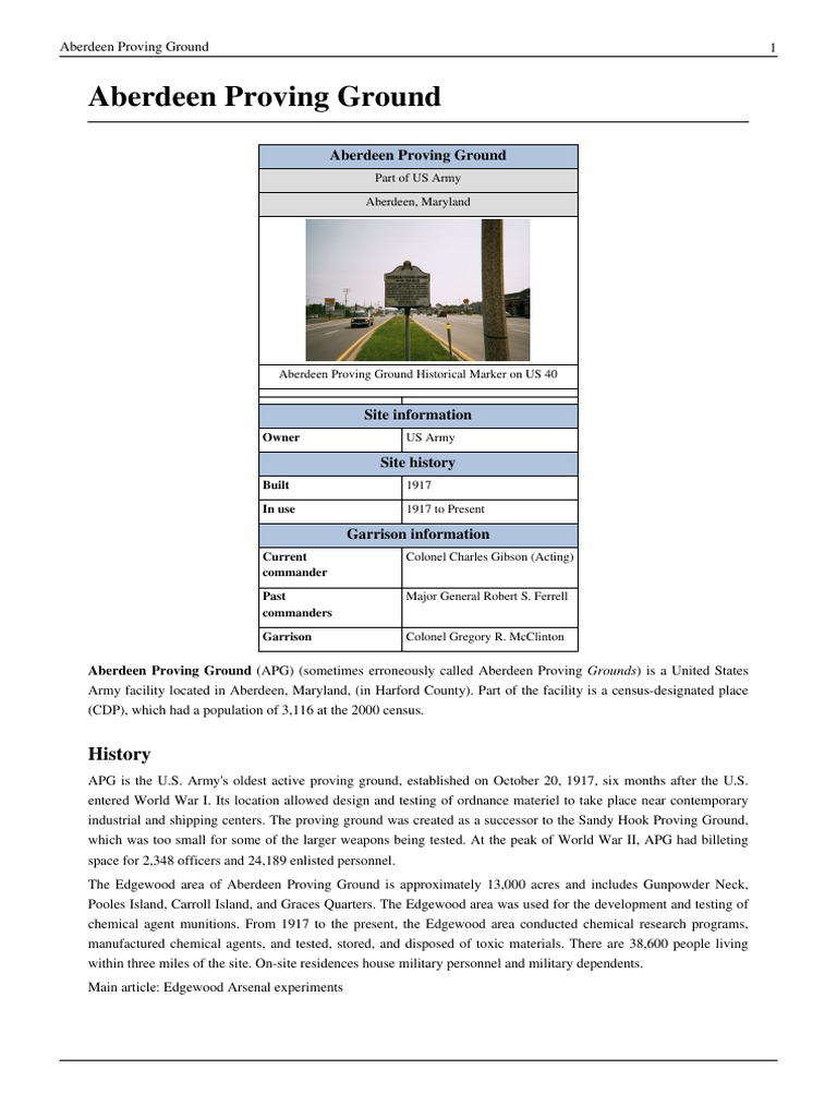 Aberdeen Proving Ground Overview | PDF | Armed Conflict | Unrest