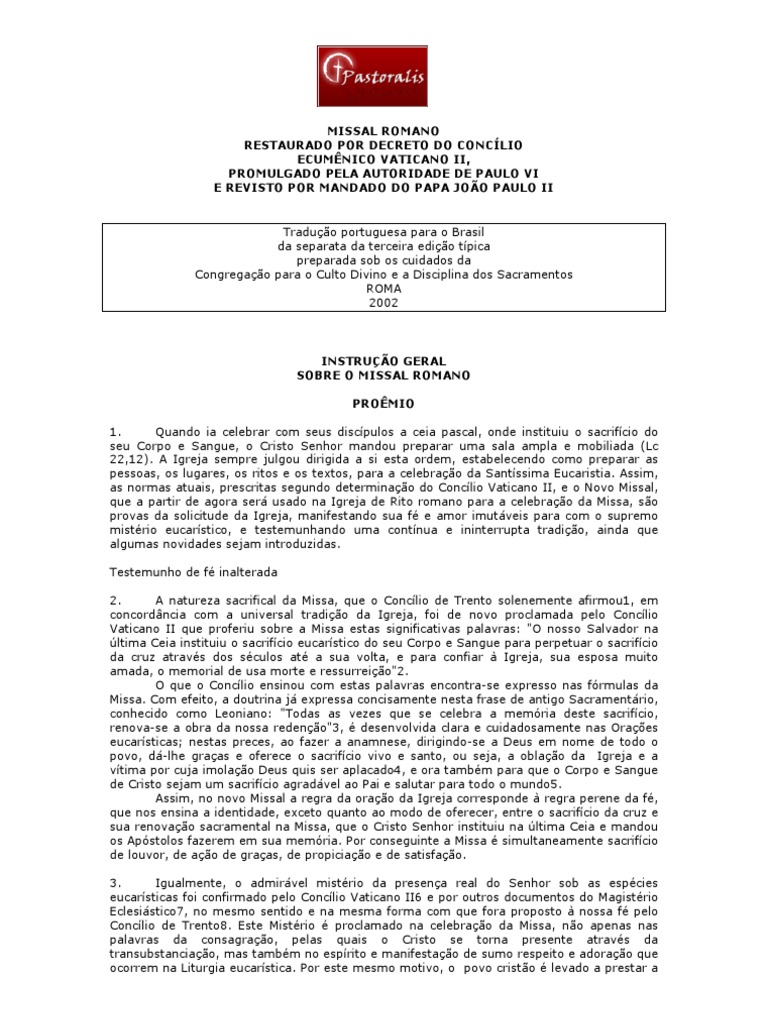 Instrucao Geral Sobre o Missal Romano
