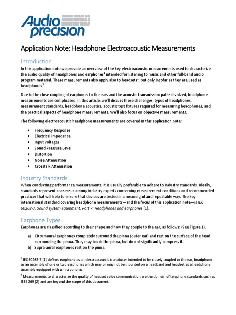 Audio Precision - Application Note: Headphone Electroacoustic ...
