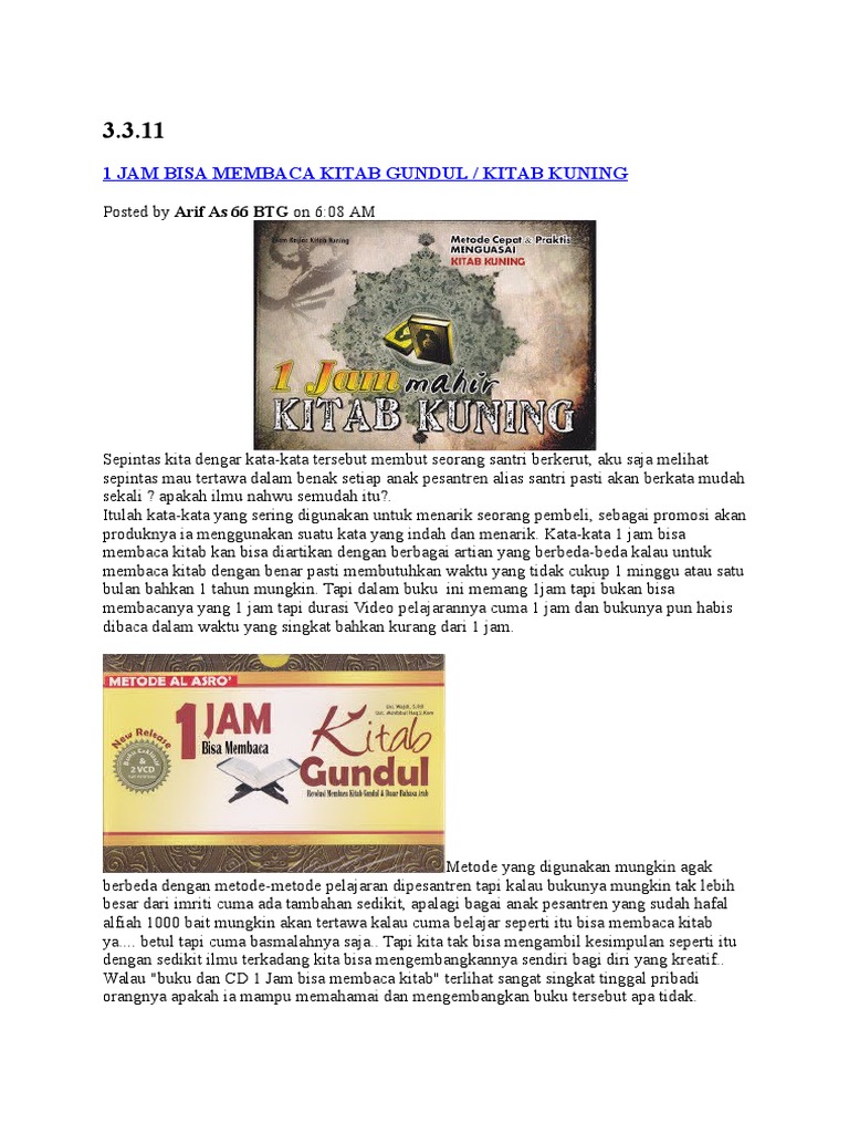 1 Jam Bisa Membaca Kitab Gundul Kitab Kuning