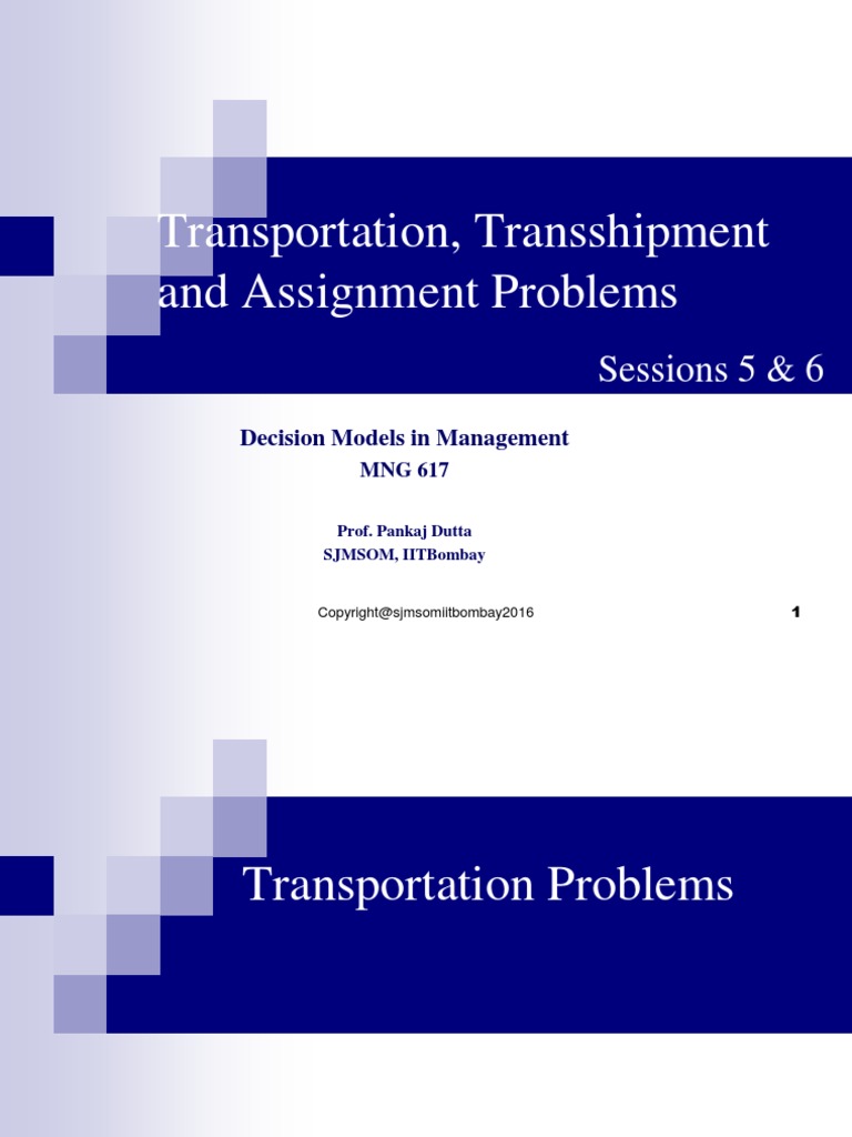 Transportation, Transshipment and Assignment Problems | PDF | Transport ...