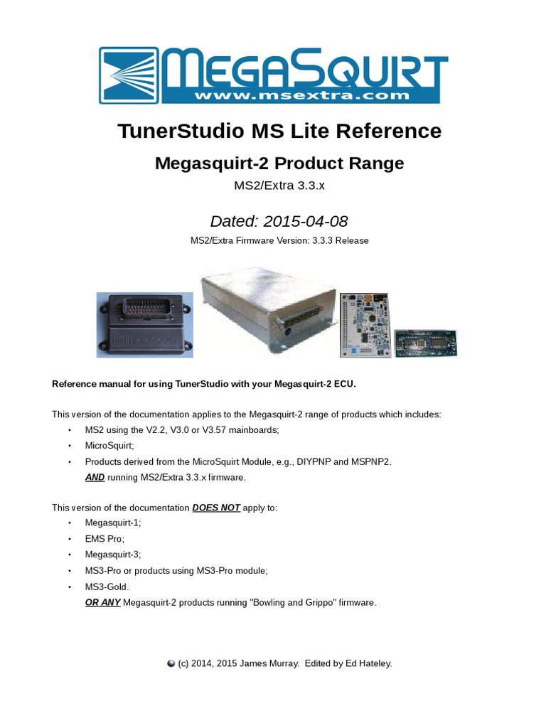 Megasquirt2 TunerStudio MS Lite Reference3.3 PDF Turbocharger Ignition System