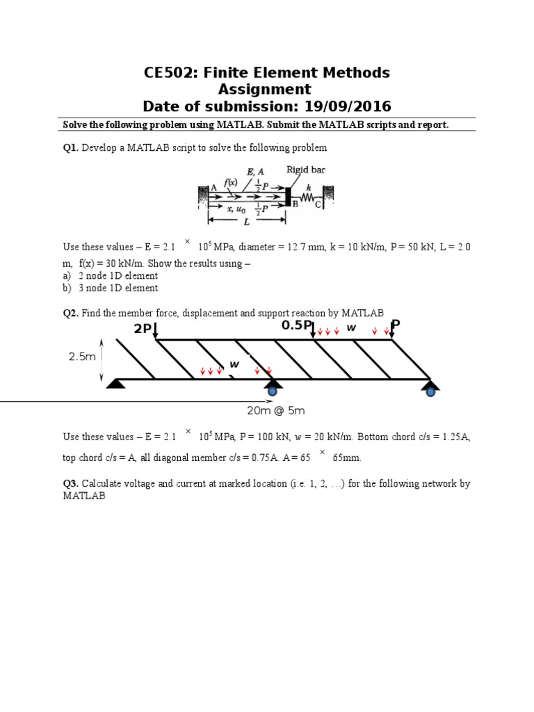 MATLAB Assignment: Finite Element Methods | PDF