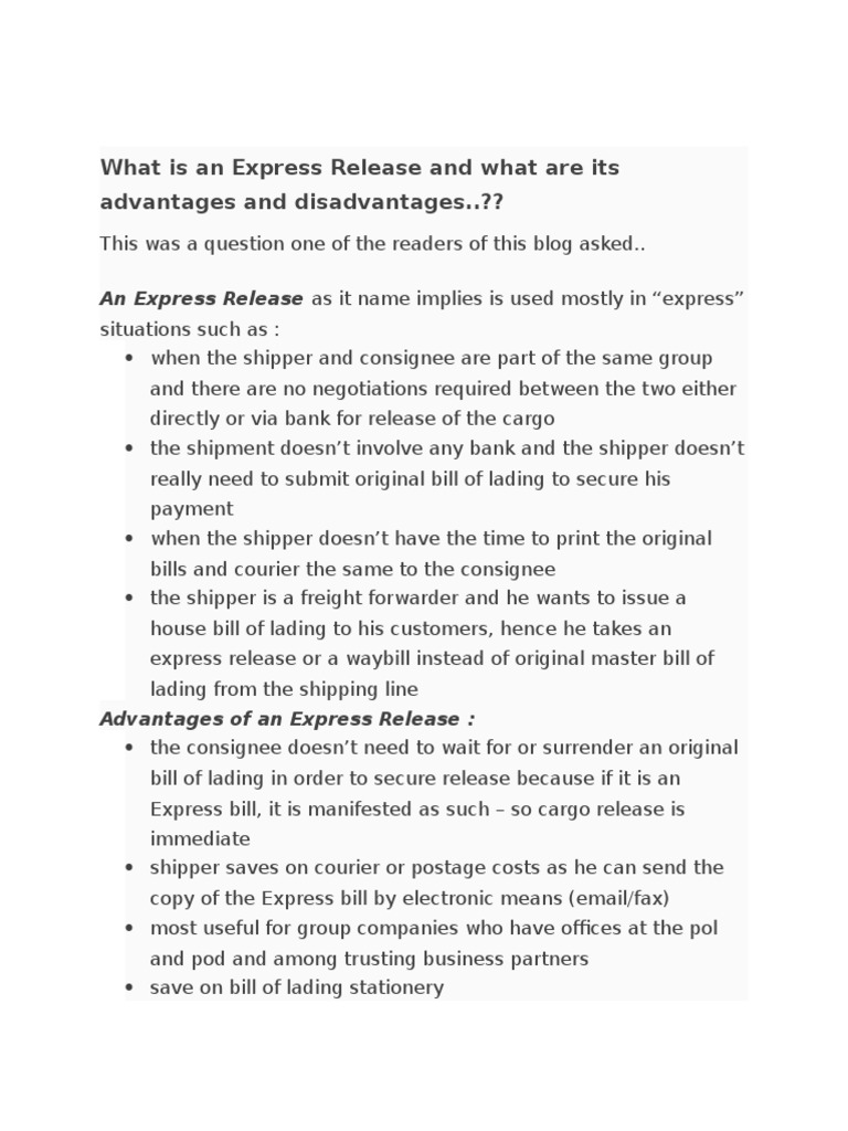 What Is An Express Release and What Are Its Advantages and ...