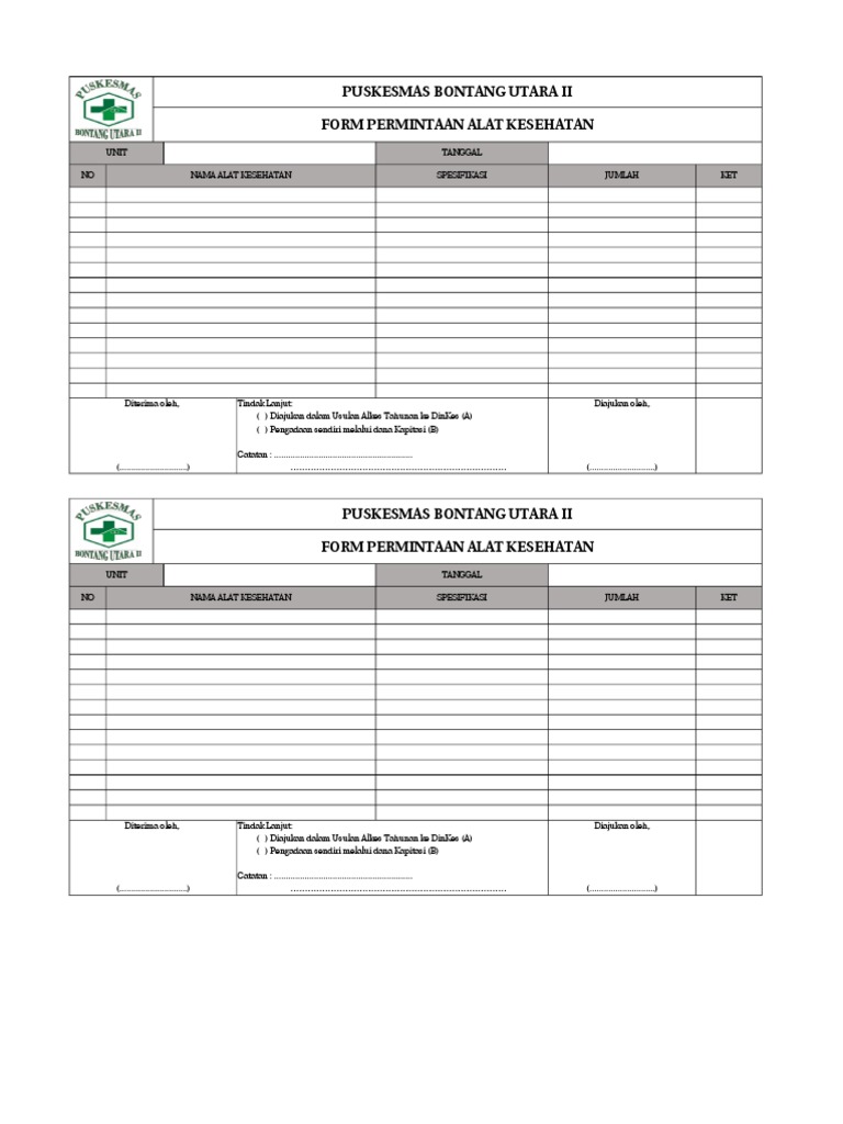 Form Permintaan Alat Kesehatan