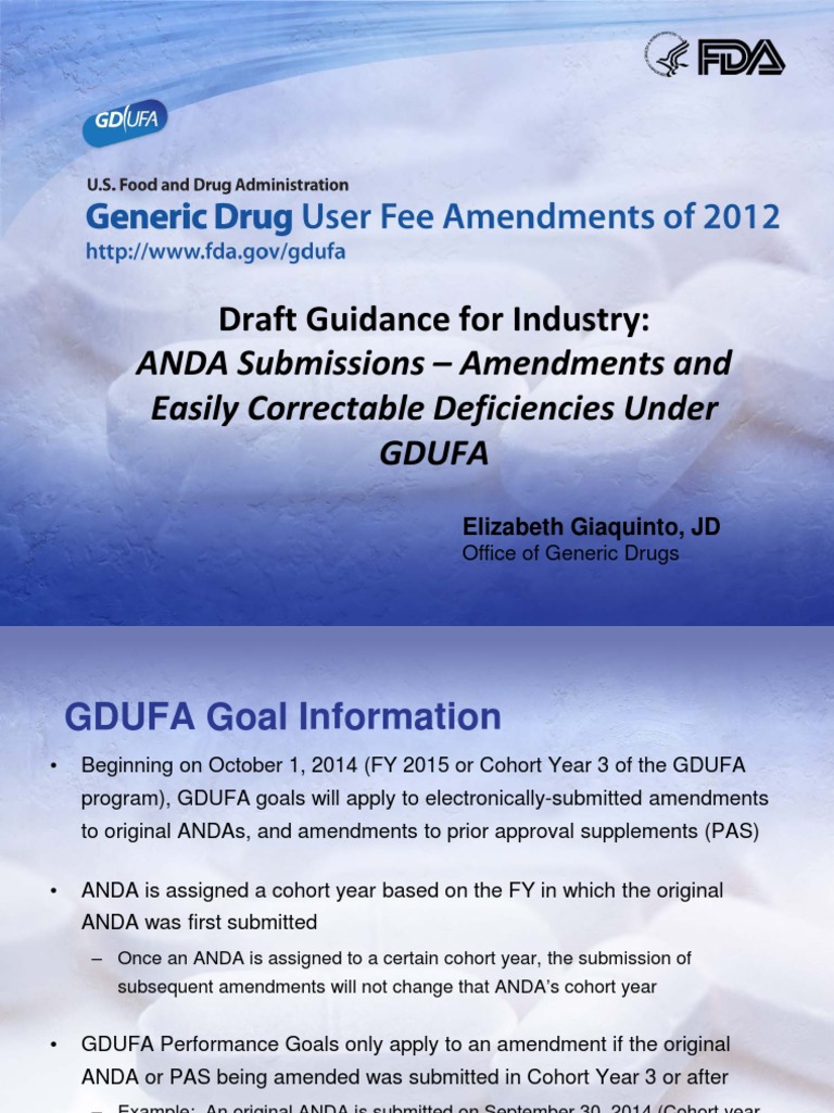 GDUFA ANDA Amendment Guidance Overview | PDF | Food And Drug ...