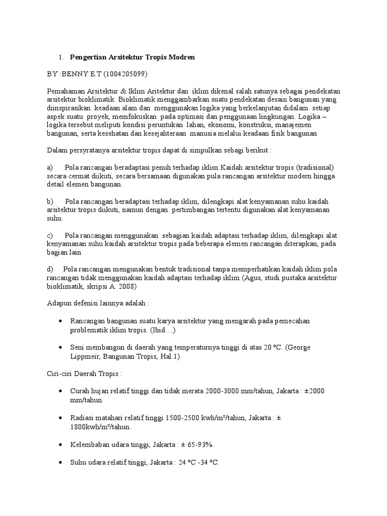 Pengertian Arsitektur Tropis Modern | PDF