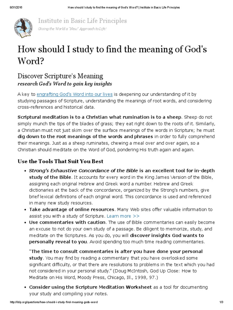 How Should I Study To Find The Meaning of God's Word | PDF | Exegesis ...