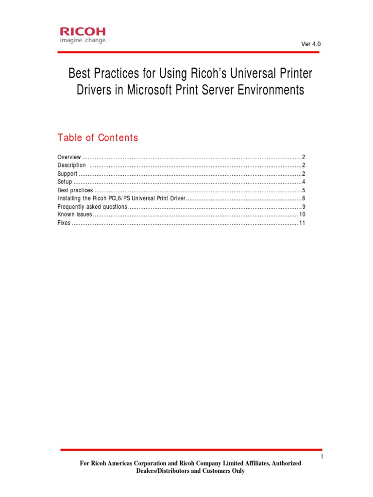 Best Practices For Using Ricoh's Universal Printer Drivers in Microsoft