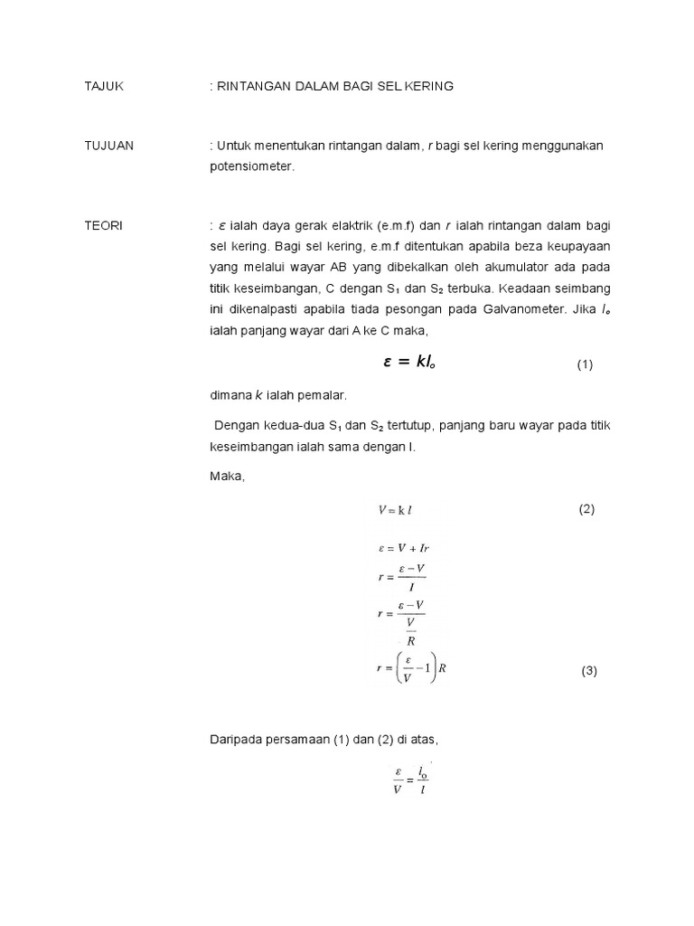 Internal Resistance Lab Report PDF