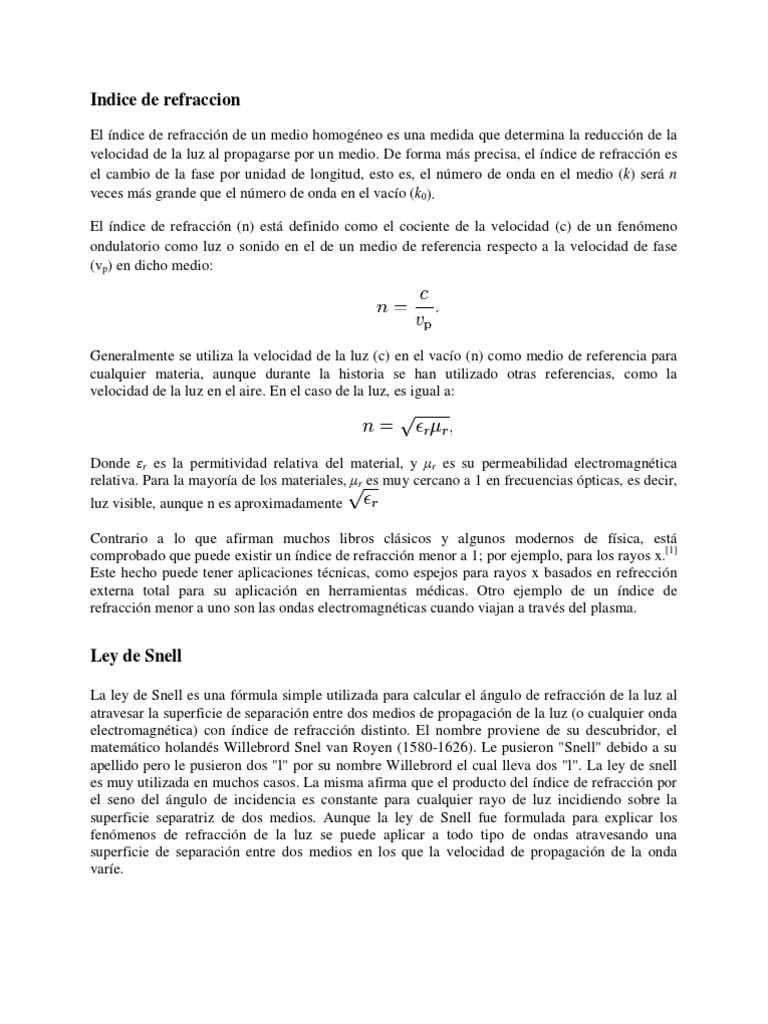 Indice de Refraccion Refracción Mecánica