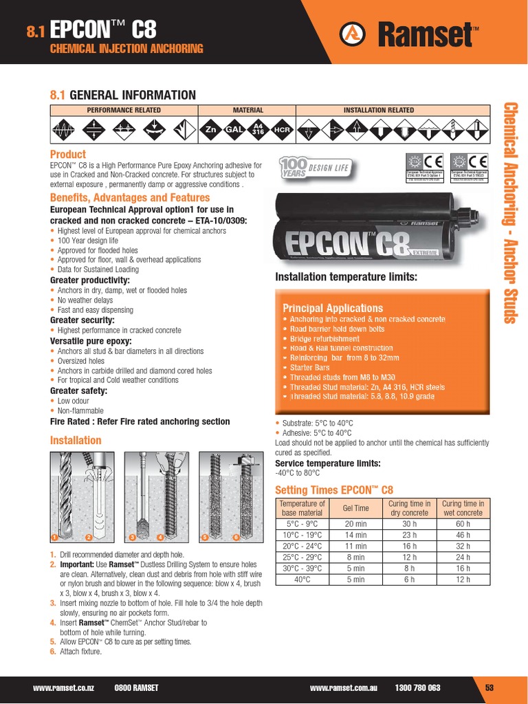 Ramset Specifiers Anchoring Resource Book ANZ EPCON C8 Anchor Studs