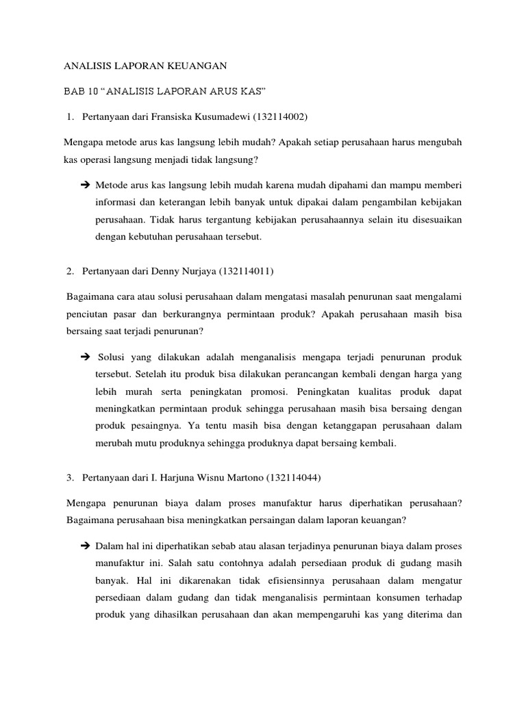 Pertanyaan Tentang Analisis Laporan Keuangan Seputar Laporan