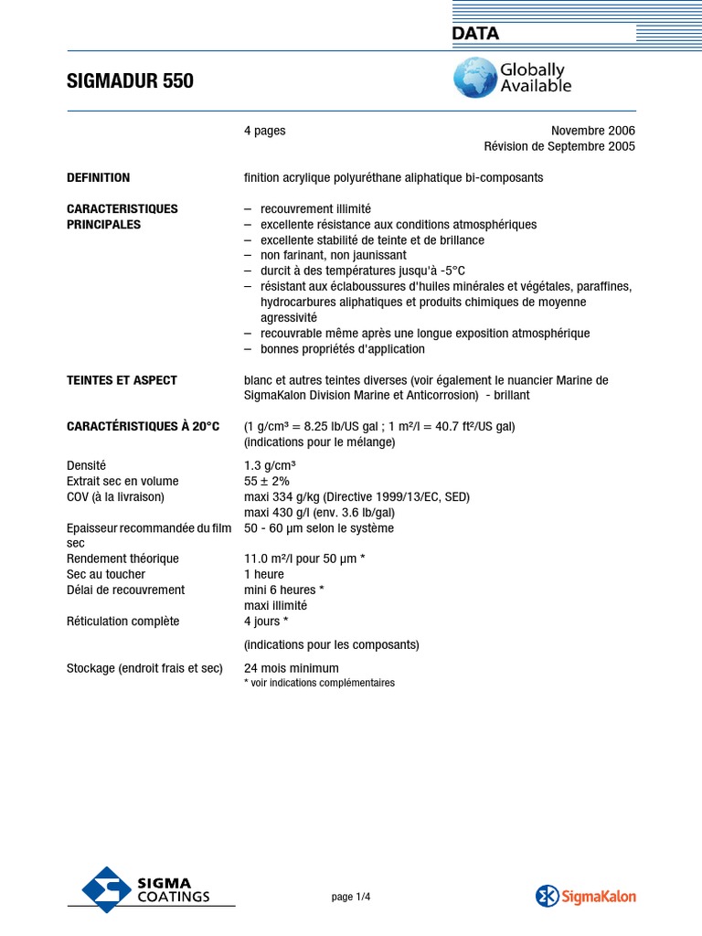 Sigmadur 550 | PDF | Solvant | Informations
