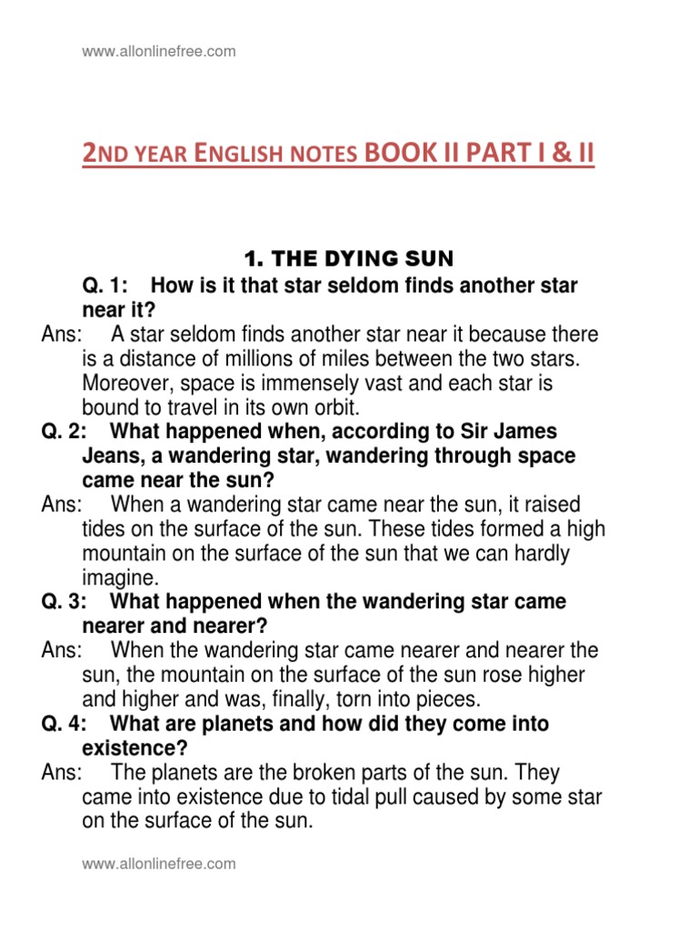 2nd year english essay notes pdf