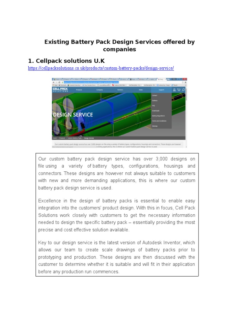 Existing Battery Pack Design Services Offered by Companies | PDF ...