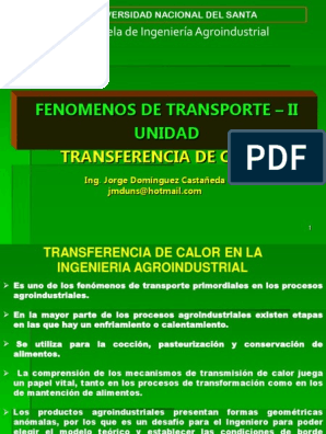 Clase 6 Fenomenos De Transporte Conduccion Termica Calor