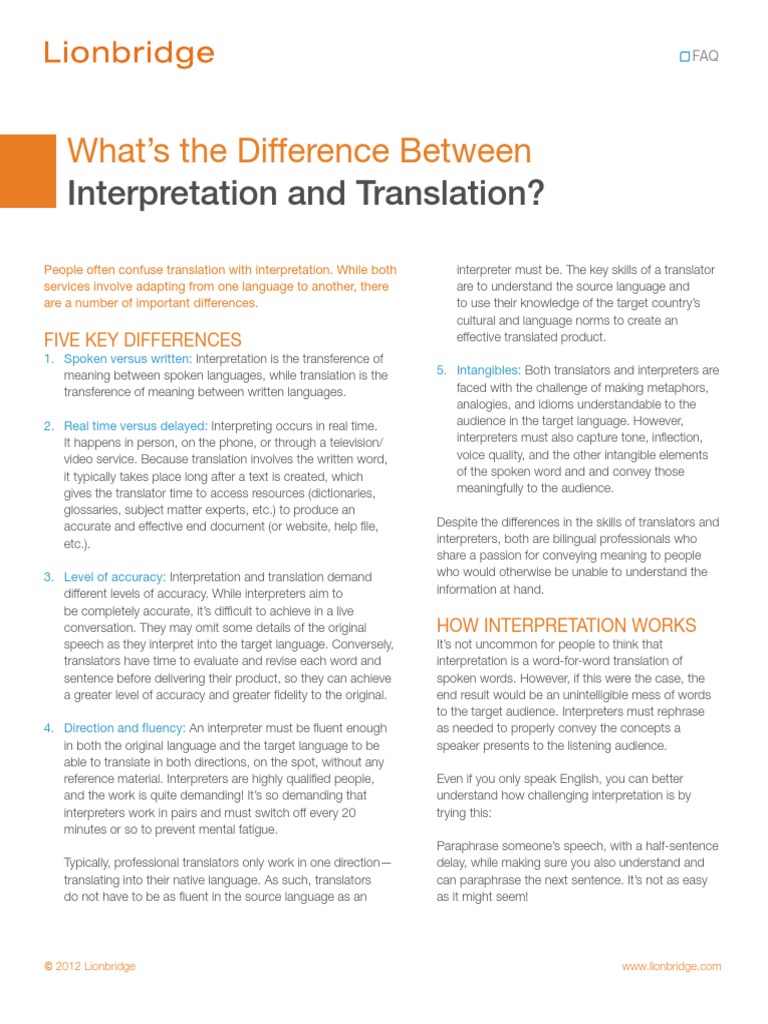 LionbridgeFAQInterpvsTranslation.pdf Language Interpretation