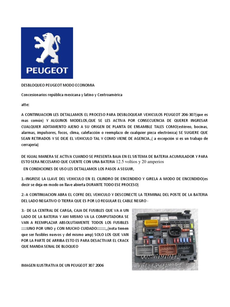 Como Desbloquear El Peugeot Modo Economico | PDF
