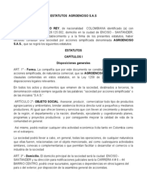 Estatutos Agroenciso  | PDF | Compartir (Finanzas) | Sociedad de  responsabilidad limitada