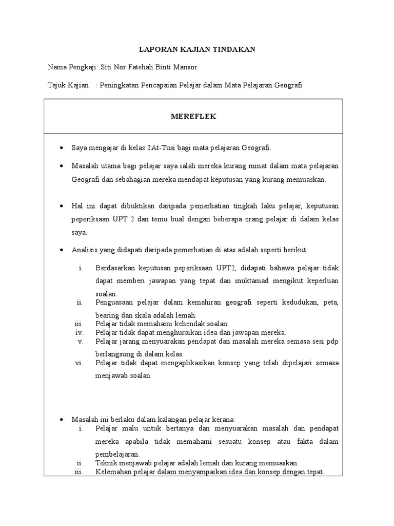 Laporan Kajian Tindakan Pdf